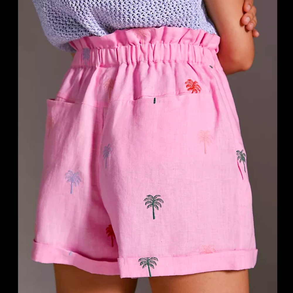 Anthropologie Farm Rio embroidered linen shorts